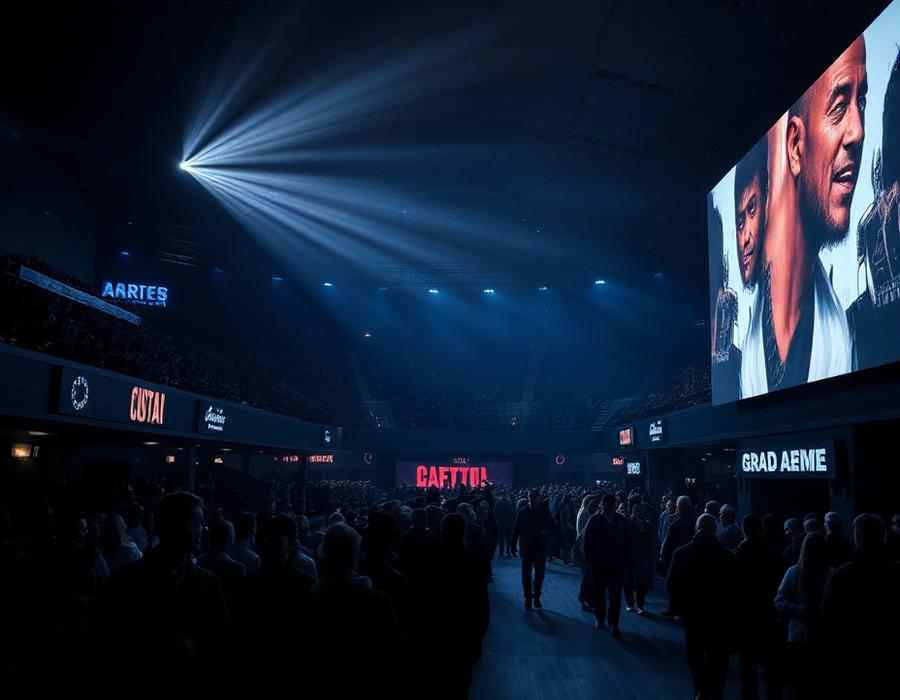 Arena concourse during a live event